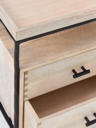 John Lewis Industrial Mango Wood 2 Drawer Bedside Table, White Wash - thumbnail 4