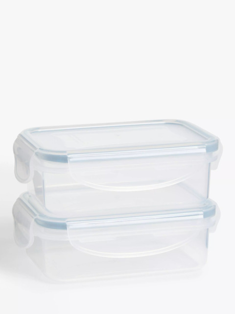 John Lewis Rectangular Plastic Snack Boxes, Set of 2, 240ml, Clear - image 1