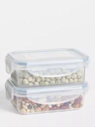 John Lewis Rectangular Plastic Snack Boxes, Set of 2, 240ml, Clear - thumbnail 2