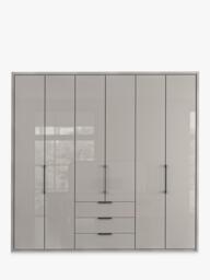 John Lewis Osaka 2.25m Bi-Fold Wardrobe with 6 Glass Doors & 3 Glass Drawers - thumbnail 4