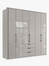 John Lewis Osaka 2.25m Bi-Fold Wardrobe with 6 Glass Doors & 3 Glass Drawers - thumbnail 1