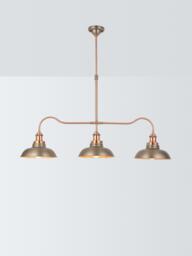 John Lewis Baldwin 3 Pendant Over Diner Bar Ceiling Light, Pewter - thumbnail 1
