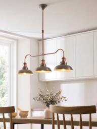 John Lewis Baldwin 3 Pendant Over Diner Bar Ceiling Light, Pewter - thumbnail 2