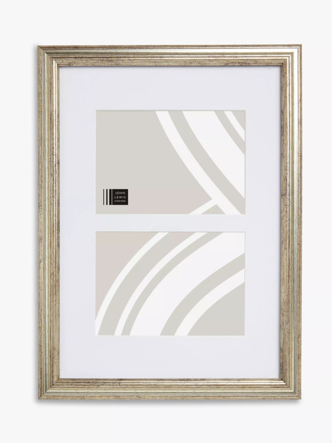 "John Lewis Double Photo Ribbed Frame & Mount, 5 x 7"" (13 x 18cm), Champagne" - image 1