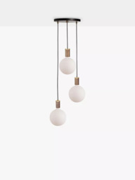 Tala Walnut Triple Pendant Cluster Ceiling Light with Sphere IV ES LED Dim to Warm Globe Bulbs - thumbnail 2