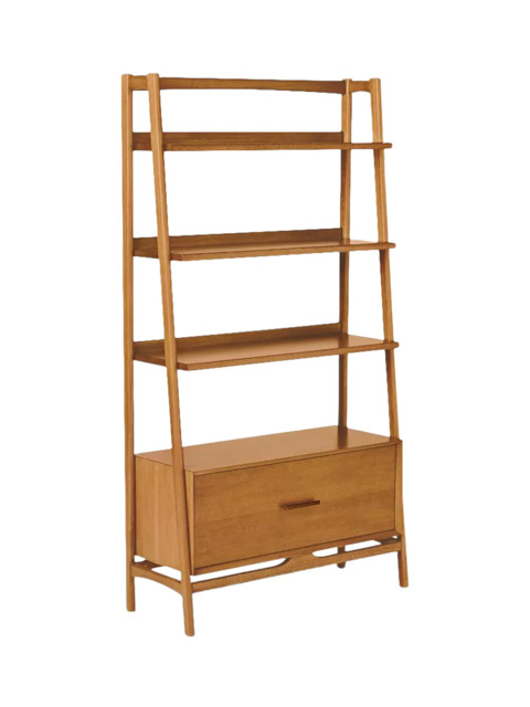 west elm Mid-Century Wide Wood Bookcase with Drawer, Acorn - image 1