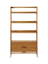 west elm Mid-Century Wide Wood Bookcase with Drawer, Acorn - thumbnail 4