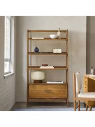 west elm Mid-Century Wide Wood Bookcase with Drawer, Acorn - thumbnail 2