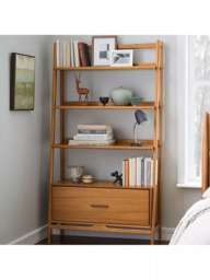 west elm Mid-Century Wide Wood Bookcase with Drawer, Acorn - thumbnail 3