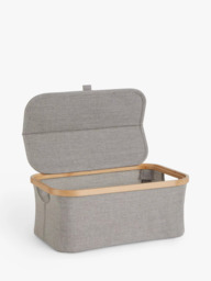 John Lewis Bamboo Rim Lidded Storage Basket, H16 x W38 x D26cm - thumbnail 2