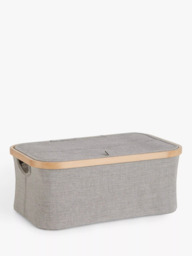 John Lewis Bamboo Rim Lidded Storage Basket, H16 x W38 x D26cm