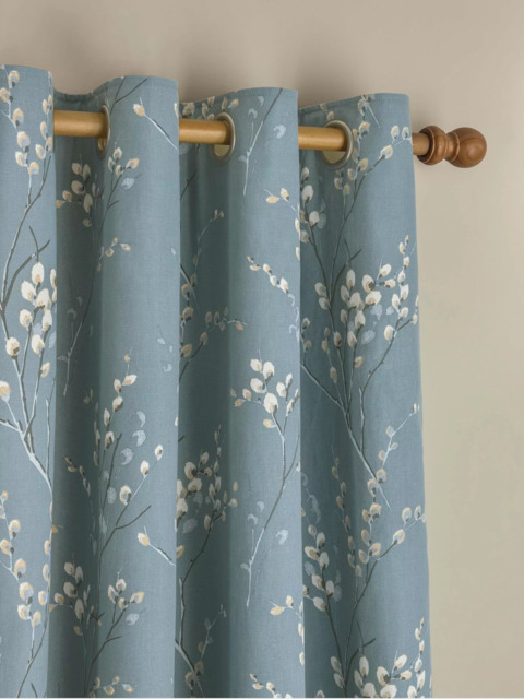 Laura Ashley Pussy Willow Pair Lined Eyelet Curtains - image 1