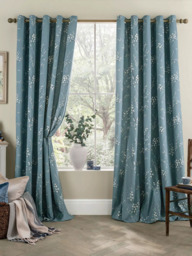 Laura Ashley Pussy Willow Pair Lined Eyelet Curtains - thumbnail 2