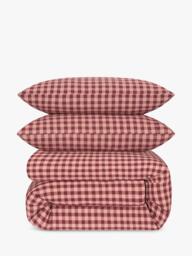 Piglet in Bed Gingham Linen Blend Bedding, Rhubarb/Rose - thumbnail 4