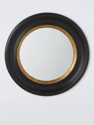 John Lewis Georgian Round Wood Frame Convex Wall Mirror, 50cm, Black/Gold - thumbnail 1