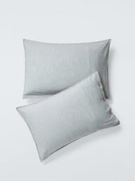 John Lewis Scandi Pure Cotton Weave, Standard Pillowcase, Set of 2, Navy - thumbnail 1