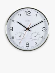 Acctim Komfort Analogue Non-Ticking Sweep Quartz Wall Clock, 30.5cm, Silver - thumbnail 1