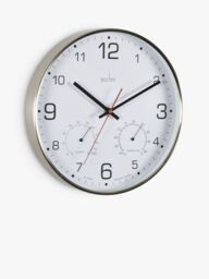 Acctim Komfort Analogue Non-Ticking Sweep Quartz Wall Clock, 30.5cm, Silver - thumbnail 2