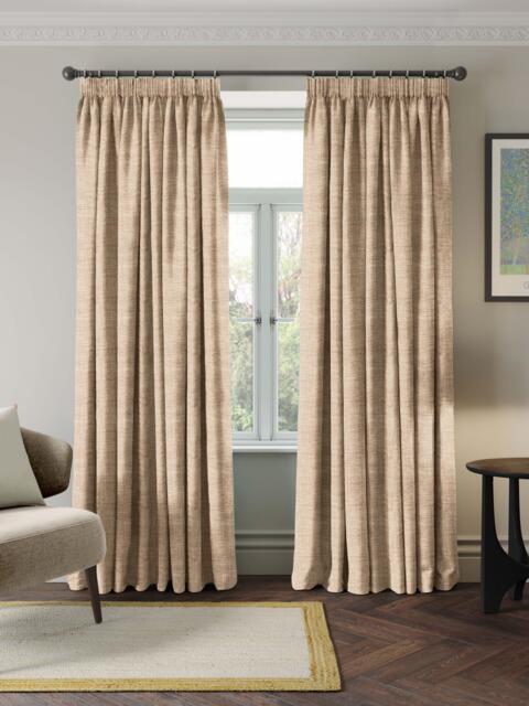 John Lewis Luxe Chenille Pair Blackout Lined Pencil Pleat Curtains, Natural - image 1