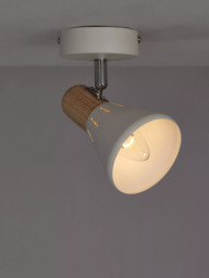 John Lewis SES LED Single Spotlight, White/Wood - thumbnail 3