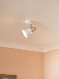 John Lewis SES LED Single Spotlight, White/Wood - thumbnail 2
