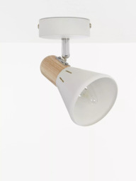 John Lewis SES LED Single Spotlight, White/Wood - thumbnail 1
