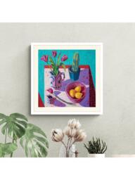 John Lewis Sara Hayward 'Still Life I' Framed Print & Mount, 42 x 42cm, Turquoise/Red - thumbnail 2