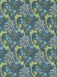 Morris & Co. Seaweed Made to Measure Curtains or Roman Blind, Cobalt/Thyme - thumbnail 1