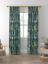 Morris & Co. Seaweed Made to Measure Curtains or Roman Blind, Cobalt/Thyme - thumbnail 5