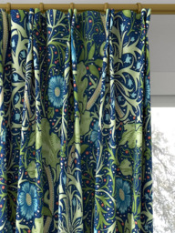 Morris & Co. Seaweed Made to Measure Curtains or Roman Blind, Cobalt/Thyme - thumbnail 4