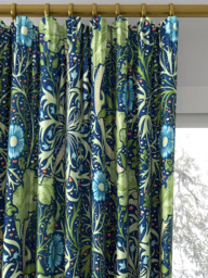 Morris & Co. Seaweed Made to Measure Curtains or Roman Blind, Cobalt/Thyme - thumbnail 2