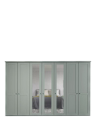 John Lewis Marlow 350cm Mirrored Hinged Wardrobe, Sage Green - thumbnail 3