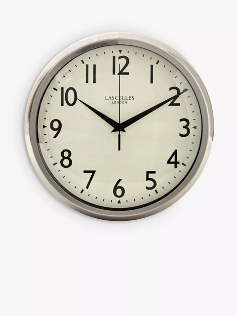 Lascelles Retro Silent Sweep Wall Clock, 30cm, Silver/Chrome - image 1