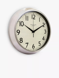 Lascelles Retro Silent Sweep Wall Clock, 30cm, Silver/Chrome - thumbnail 2