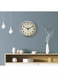 Lascelles Retro Silent Sweep Wall Clock, 30cm, Silver/Chrome - thumbnail 4