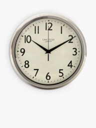 Lascelles Retro Silent Sweep Wall Clock, 30cm, Silver/Chrome - thumbnail 1