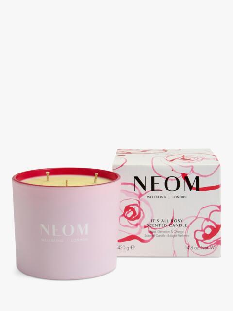 NEOM Wellbeing London Its All Rosy Three Wick Scented Candle, 420g - image 1