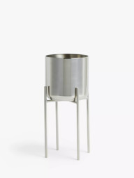 John Lewis Indoor Stainless Steel  Planter & Stand, Silver - thumbnail 1