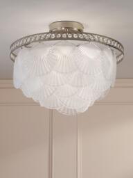Laura Ashley Caverton Glass Scallop Shell Semi Flush Ceiling Light, Polished Nickel - thumbnail 2
