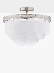 Laura Ashley Caverton Glass Scallop Shell Semi Flush Ceiling Light, Polished Nickel - thumbnail 5