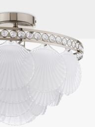 Laura Ashley Caverton Glass Scallop Shell Semi Flush Ceiling Light, Polished Nickel - thumbnail 6
