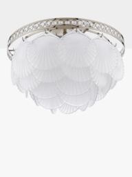 Laura Ashley Caverton Glass Scallop Shell Semi Flush Ceiling Light, Polished Nickel - thumbnail 4