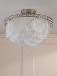Laura Ashley Caverton Glass Scallop Shell Semi Flush Ceiling Light, Polished Nickel - thumbnail 3