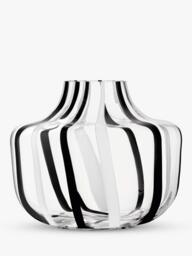 LSA International Stripe Glass Vase, H20cm, Black/White - thumbnail 1