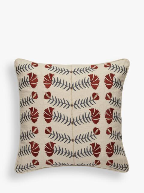 OKA Highweald Embroidered Cushion, Warm Red - image 1