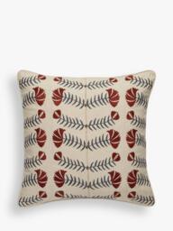 OKA Highweald Embroidered Cushion, Warm Red