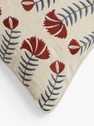 OKA Highweald Embroidered Cushion, Warm Red - thumbnail 3