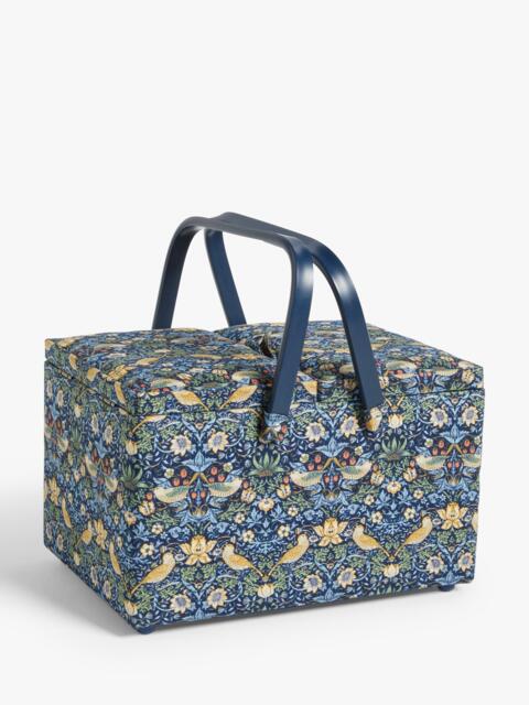 John Lewis William Morris Strawberry Thief Twin Lid Sewing Basket, Navy - image 1