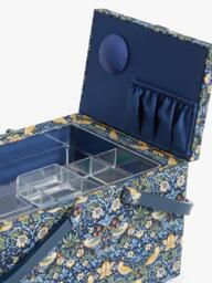 John Lewis William Morris Strawberry Thief Twin Lid Sewing Basket, Navy - thumbnail 4