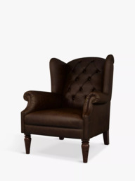 John Lewis Claverdon II Leather Armchair, Dark Leg, Galveston Bark